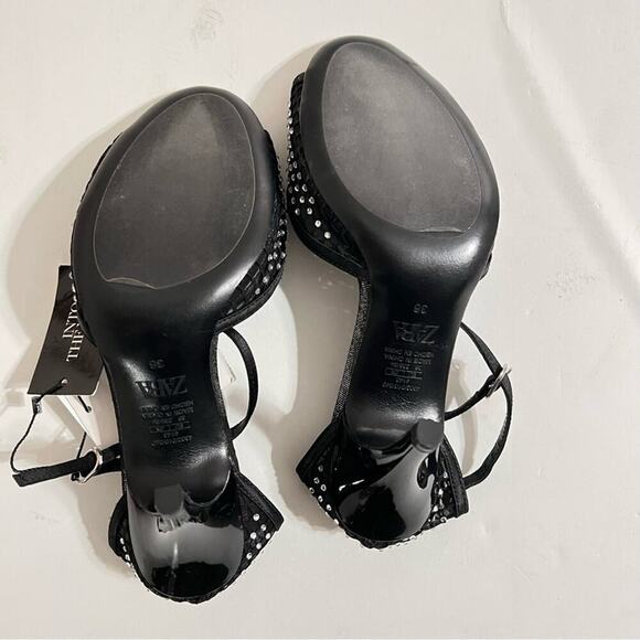 Zara Black RHINESTONE HEELED SANDALS LIMITED EDITION - Picture 13 of 13